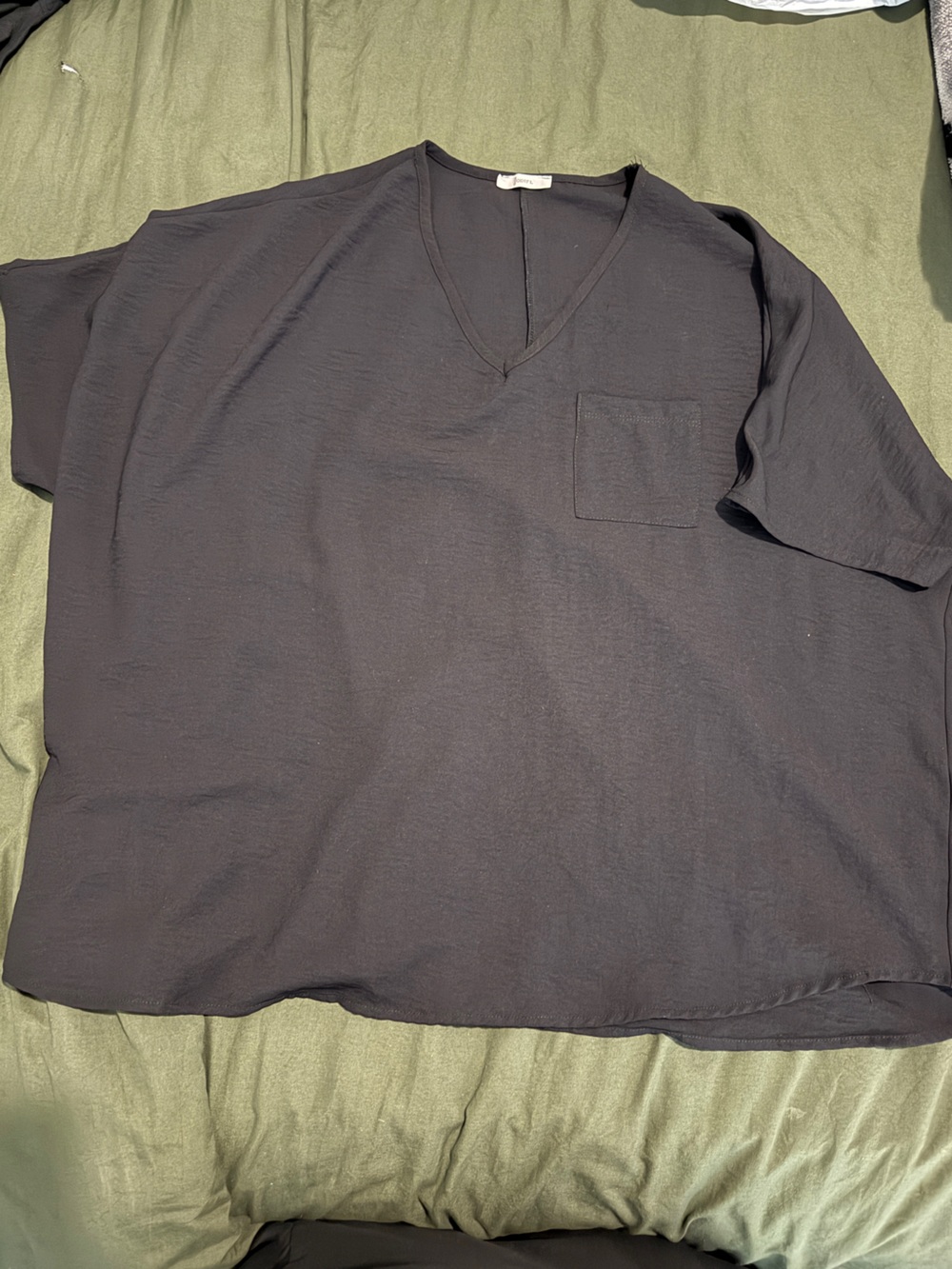 JODIFL Black V-Neck Pocket Tee